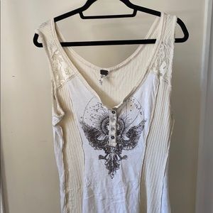 Hi-Lo cotton & lace top